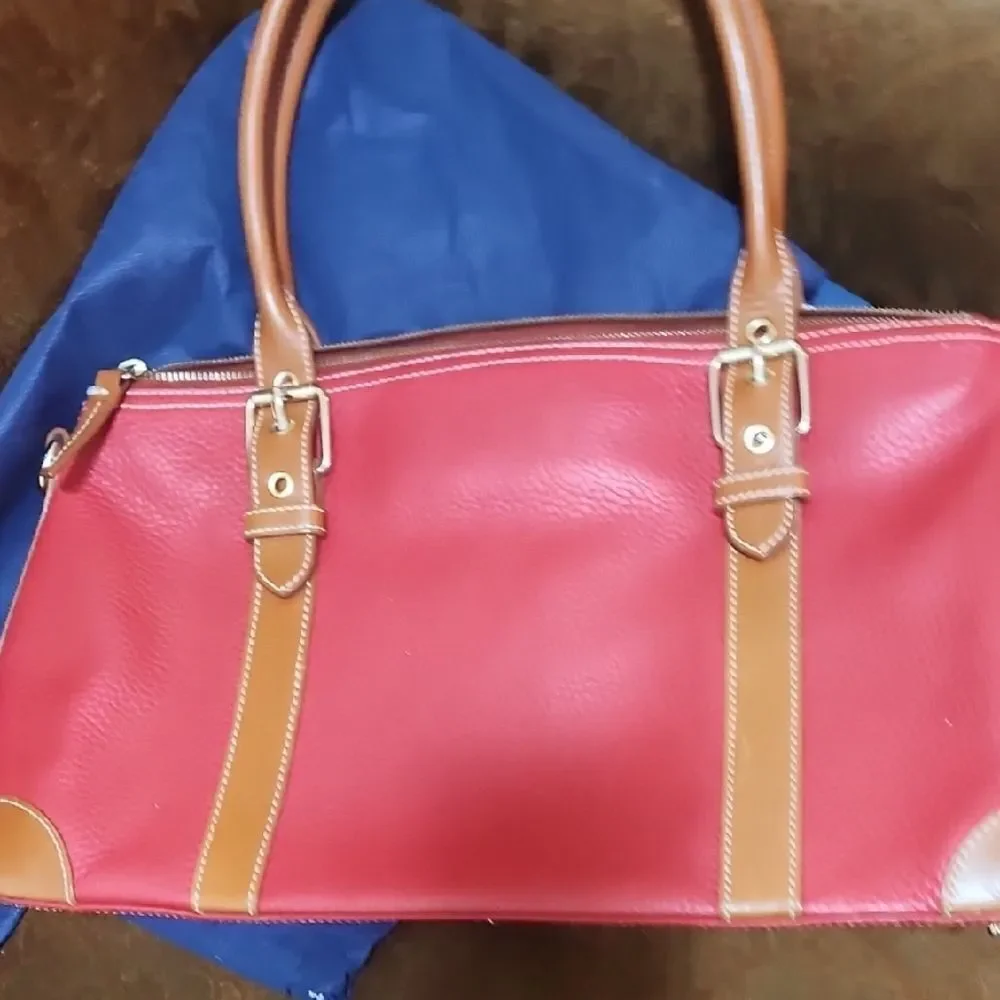 DOONEY and BOURKE Red and Tan Leather Handbag